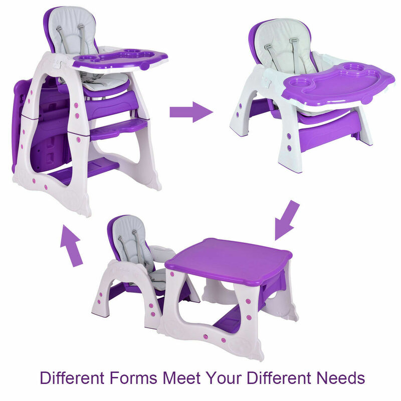 Chaise haute 3 en 1 pour bébé, Table de jeu Convertible, siège rehausseur, plateau pour tout-petits