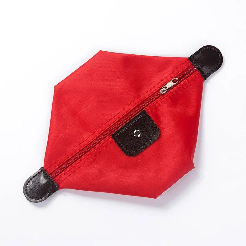 Tas kosmetik perjalanan wanita dapat dilipat tas Makeup perempuan Mini wadah kantung perlengkapan mandi ritsleting kapasitas besar merah nilon tahan air