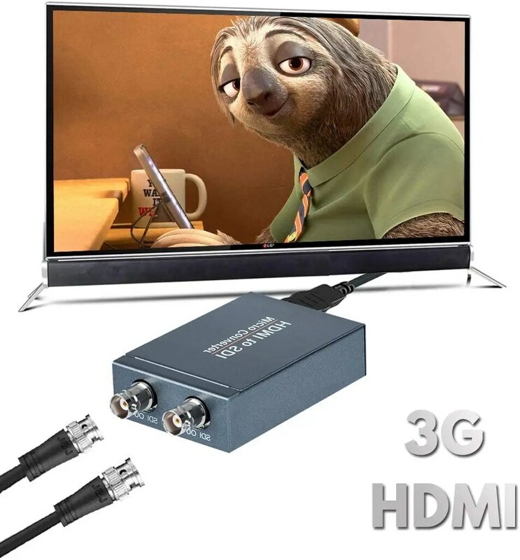 Microconvertidor de HDMI a SDI, con adaptador de fuente de alimentación, entrada de Audio, compatible con HDMI 1,3