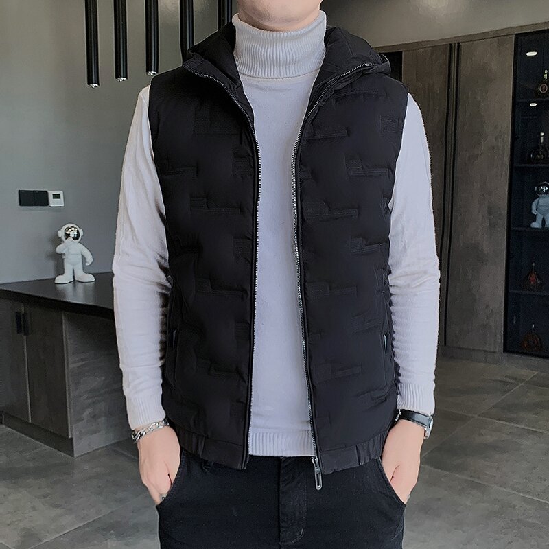 Cavalheiro outono inverno 2022 nova tendência de pato para baixo colete sem mangas casaco engrossado masculino casaco versão coreana