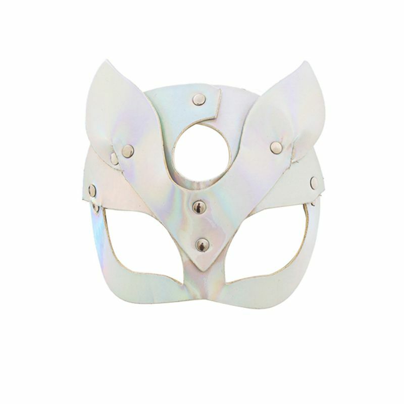 2020 Laser Light Leather Cat Mask Carnival Party Cosplay Half Face Cat Mask Woman Masquerade Costumes Props Accessories