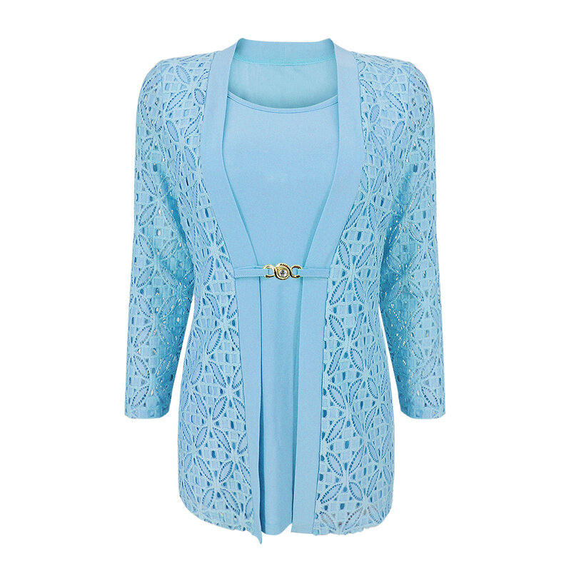 Женская блузка с длинным рукавом YTL H384B, элегантная размера плюс блузка с вырезами крючком, осенне-зимние топы для работы и офиса
