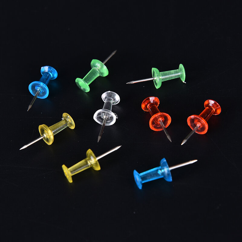 100PCS Push Pin Assorted สีสันโปร่งใสทำ Thumbtack Pins Cork Board สำนักงานเครื่องเขียน
