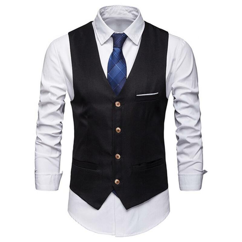 65% Dropshipping!!Plus Size Formal Men Solid Color Suit Vest Single Breasted Business Waistcoat