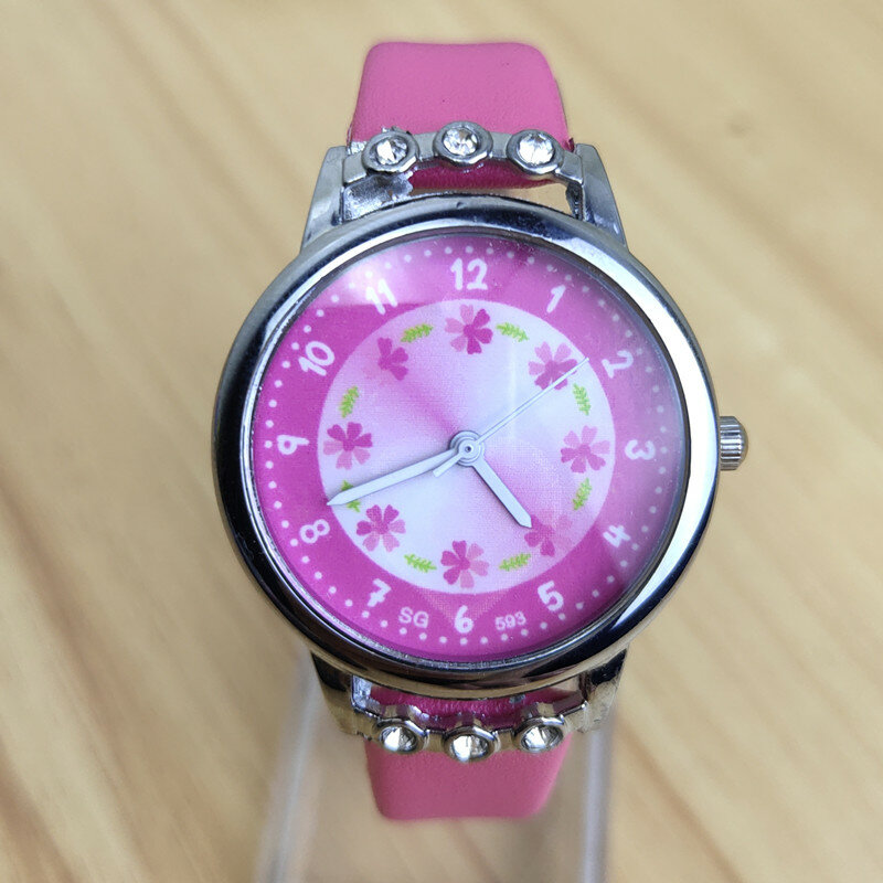 Reloj deportivo de cuarzo para Mujer y niña, pulsera con patrón de flores de cuero, regalo de cumpleaños, 2020