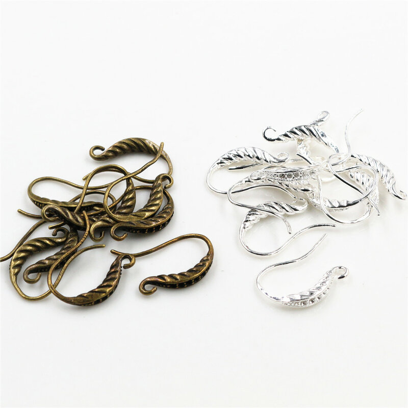 10pcs ( 5pair) 15*8mm banhado a prata brilhante e banhado a bronze gancho de orelha popular brincos de fios para mulheres moda brincos de jóias