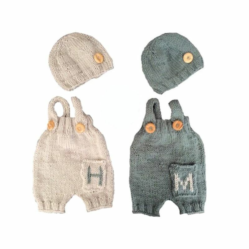 Accessoires de photographie pour nouveau-nés, tenues faites à la main pour bébés, chapeau en tricot Crochet, P31B, pièces/ensemble