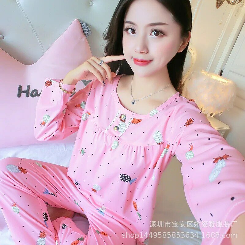 H5726 Pyjamas Frauen Frühling Herbst Langarm Koreanische Nachtwäsche Mädchen Dünne Hause Kleidung Anzug Student Niedlich Komfortable Nachtwäsche