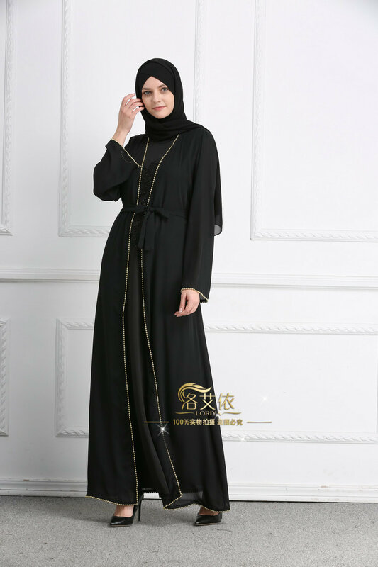 2019 New Middle East Robe, Muslim Bead Size Women Cardigan  plus size