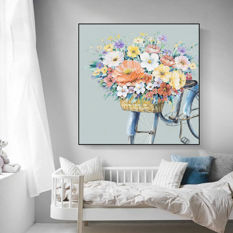 Картина на холсте с изображением цветов, велосипедов, скандинавский пейзаж, плакаты и принты, абстрактная Настенная картина для гостиной, домашний декор без рамки