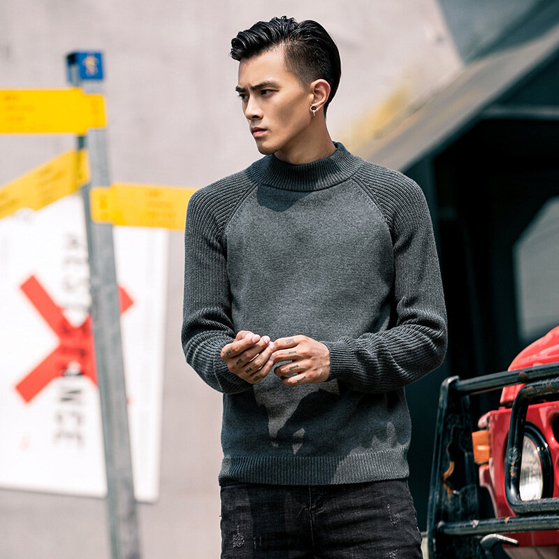 MRMT-Chaqueta de cuello alto para hombre, suéter informal de Color sólido, sin hombros, novedad de 2024