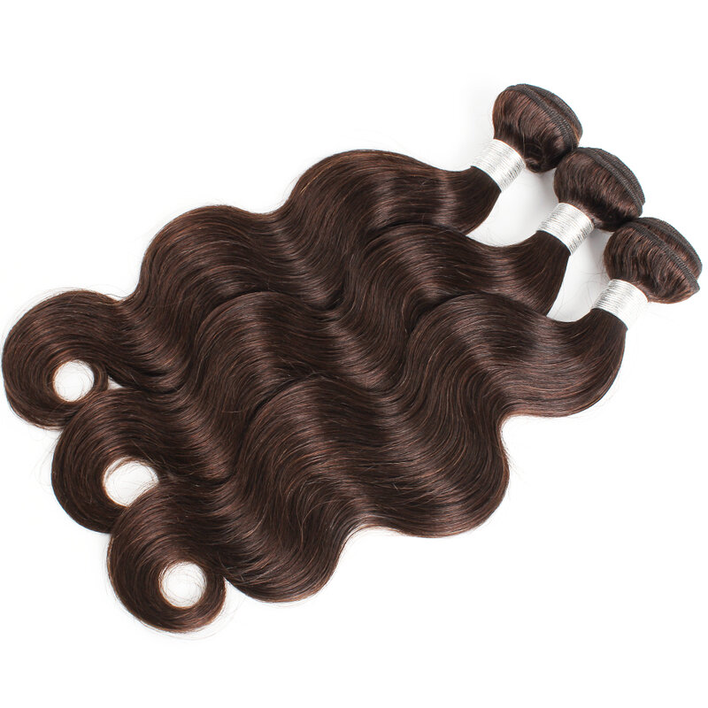 Kisshair-mechones de cabello humano peruano ondulado, cabello de trama remy de 10 a 24 pulgadas, color n. ° 2, 1/3/4 piezas, marrón más oscuro, sin enredos