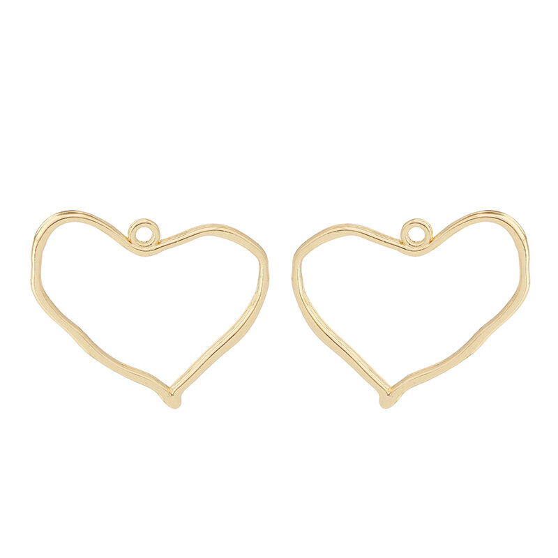 ZXZ 10pcs Gold Tone Open Hollow Irregular Heart Charms Pendants for DIY Necklace Earring Jewelry Making Accessories
