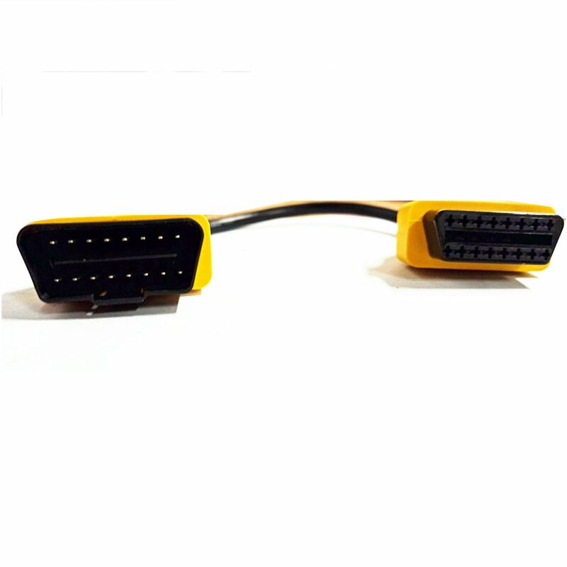Terbaru Kuning 13CM /30CM OBD2 Kabel Ekstensi Antarmuka Pria-ke-wanita Mudah Digunakan 16-Pin OBD 2 Steker Adaptor Ekstensi