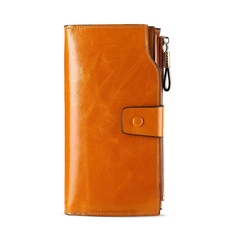 Kangoo KINGDOM – portefeuille Vintage en cuir véritable RFID pour femmes, pochette de luxe avec fermeture éclair longue, porte-cartes de grande capacité