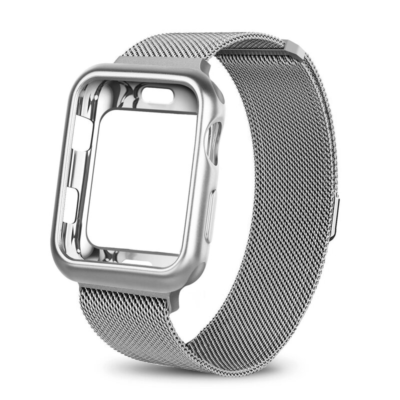 Boîtier de bracelet de montre pour apple bracelet de montre 5 4 44mm 40mm iwatch 42mm 38mm bracelet de boucle milanaise bracelet de montre en acier inoxydable iwatch 3 2