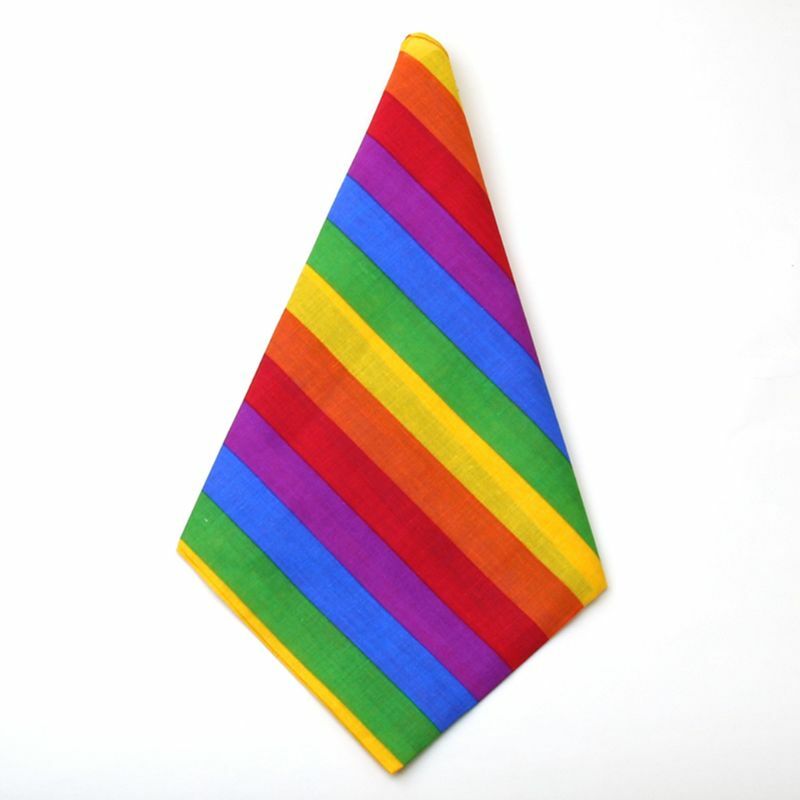 เทศกาล Rainbow สีสันเจ็ด Stripes 55X55ซม.Unisex กระเป๋าผ้าฝ้ายผ้าพันคอผ้าพันคอเกย์ Parade สายรัดข้อมือคอ tie