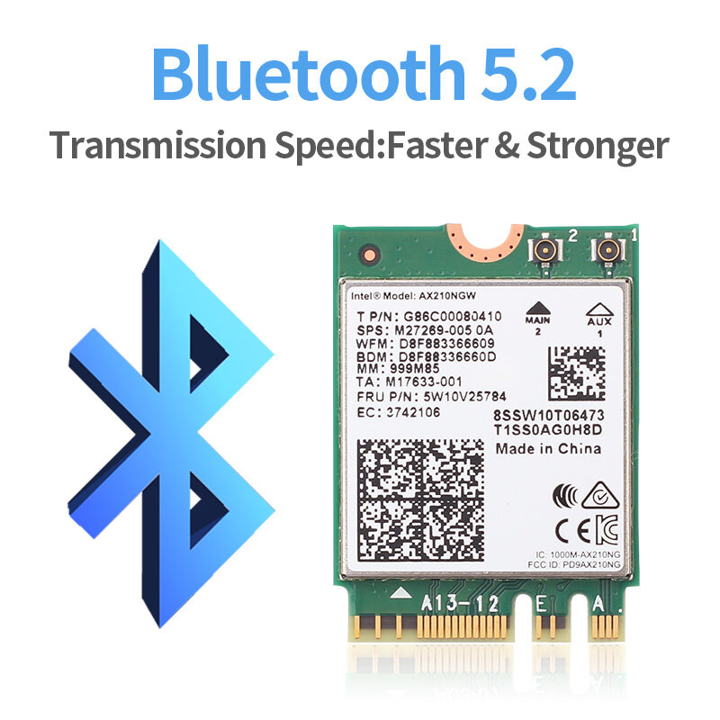 WiFi 6E Intel AX210 Wireless Card 802.11AX M.2 Bluetooth5.2 Tri Band 2.4G/5G/6Ghz Mini PCI-E Network AX200 Adapter per windows 10