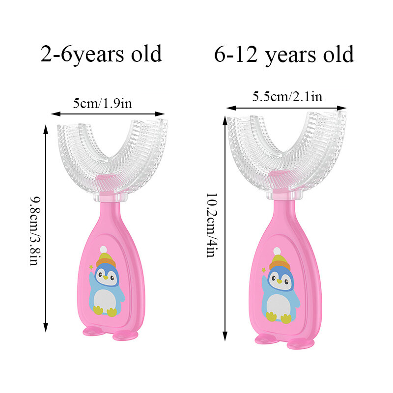 Szczoteczka do zębów w kształcie litery U szczoteczka dla dzieci szczoteczka do czyszczenia silikonu zdrowa 360 ° czyszczenie pielęgnacja jamy ustnej zdrowie uroda miękka