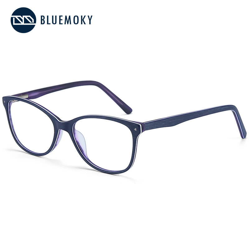 Óculos de prescrição bluemoky mulher progressivo photochromic óculos de olho de gato design de madeira miopia luz azul óculos personalizados