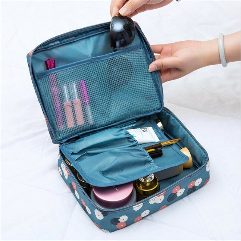 Bolsa para cosméticos multifuncional, feminino, de nylon, organizador para viagem, de higiene pessoal, com kits de armazenamento