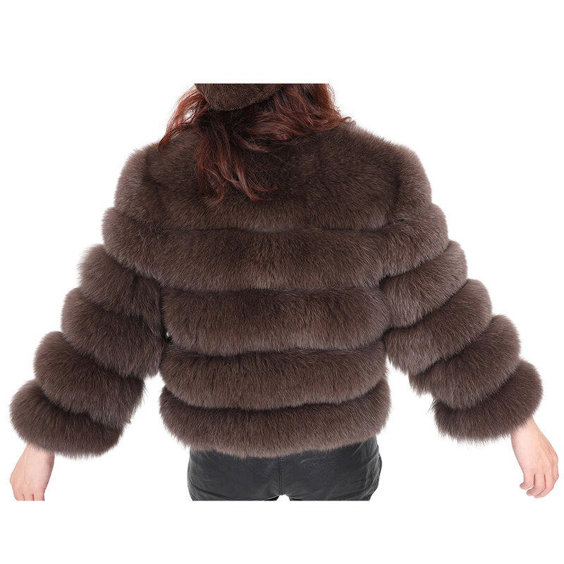 Maomaokong-새로운 스타일 진짜 여우 모피 코트 짧은 패션 쇼핑 파티 재킷, 가을 겨울 여성 의류 2022