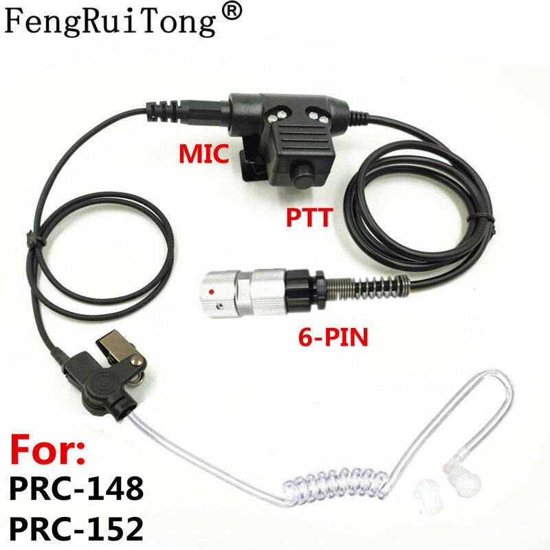 Verdeckte akustische röhre nato stecker ohrhörer headset u94 ptt mic für tri tca/an PRC-152 prc624 walkie talkie 6-pin PRC-148 prc152 624