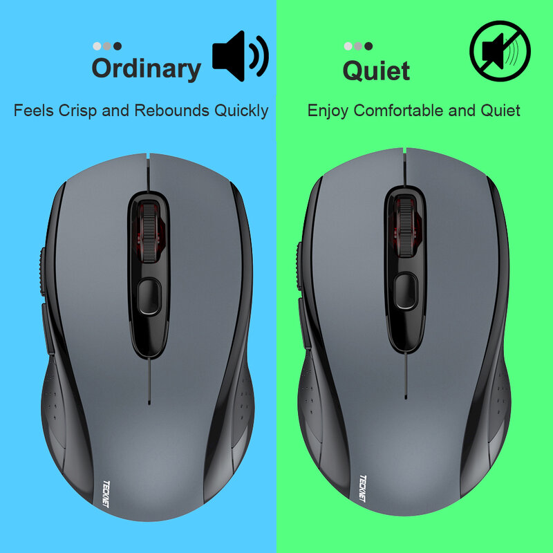 TeckNet Sound Ordinary Wireless Mouse Silent Mouse 2000DPI Computer Ergonomic Mouse Mute USB Wireless Mice for Laptop PC Mouse