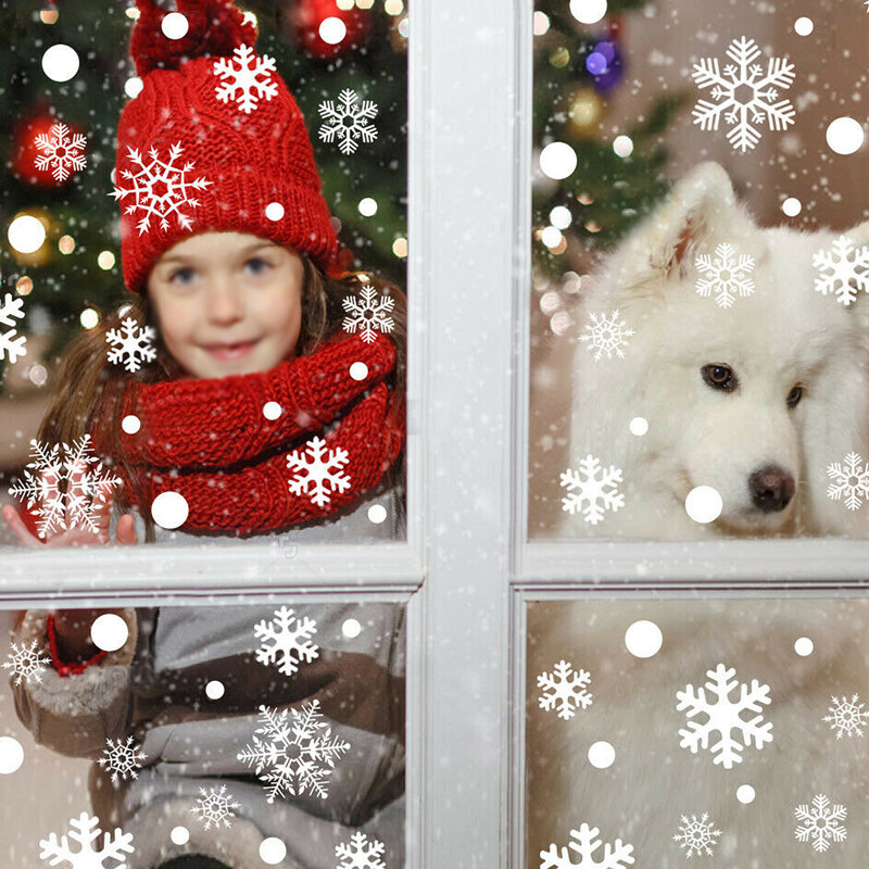 27 unids/set copo de nieve blanco DIY pegatinas de pared/ventana Navidad etiqueta blanca nieve falsa fiesta de Navidad decoraciones a casa suministros