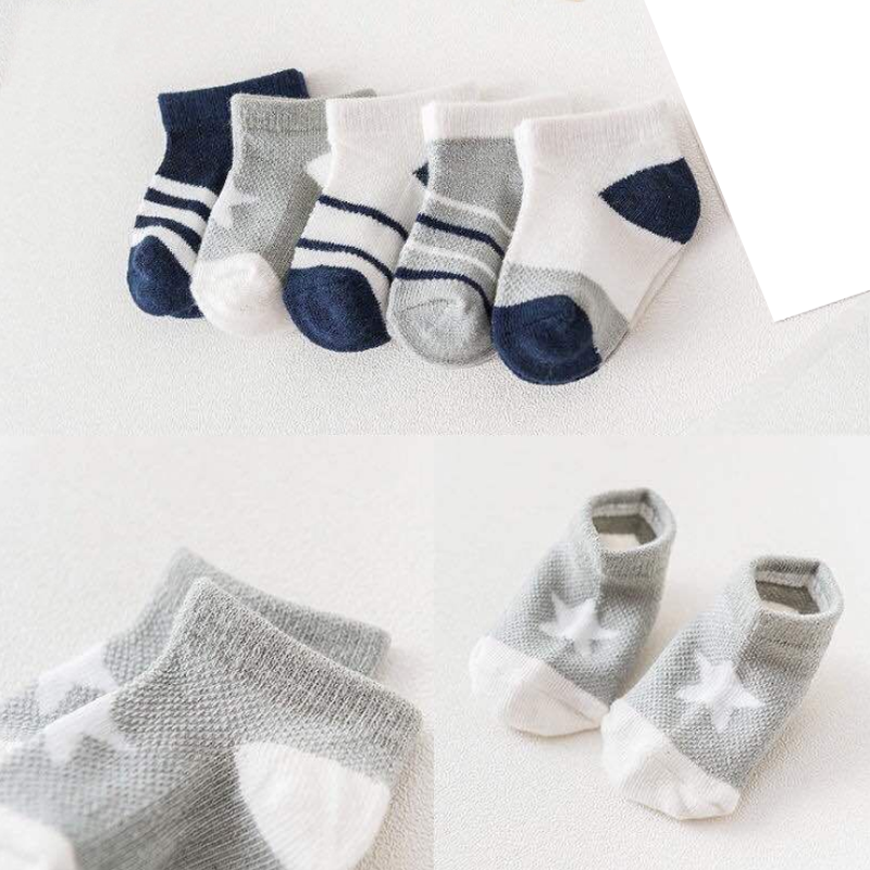 Calcetines finos de algodón para bebés y niños, medias informales de verano, 5 par/lote, novedad