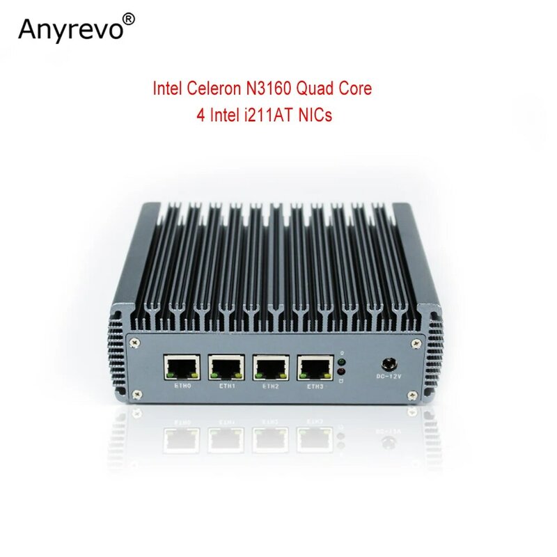NUC ใหม่ Mini PC Intel Celeron N3160 Quad Core 4 Intel I211AT Nic X86คอมพิวเตอร์ Soft Router Linux Server สนับสนุน pfsense AES-NI