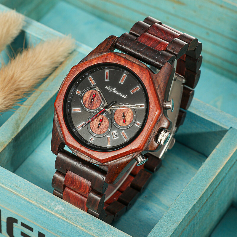 Relojes de cuarzo Shifenmei de madera de lujo para regalo de papá, reloj de mujer, se acepta logotipo grande de madera, relojes de pulsera de lujo de cuarzo superior