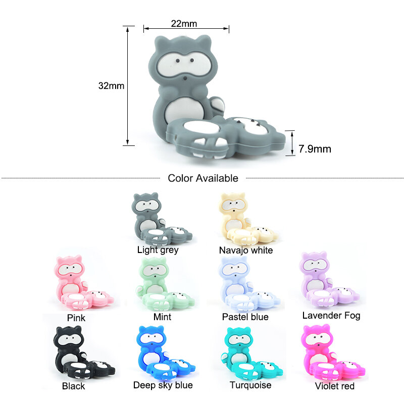LOFCA Baby Beißring Mini Waschbären Cartoon Lebensmittel Grade Beißring BPA FREI Silikon Baby Zahnen Spielzeug DIY Pflege Tier Schnuller Clip
