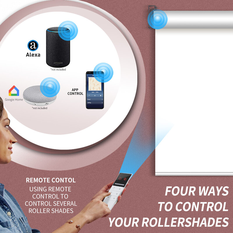 Tuya Smart Control WiFi Motor Elektrische Rollos Schattierungen Kompatibel mit Google Alexa Stimme Angepasst Größe