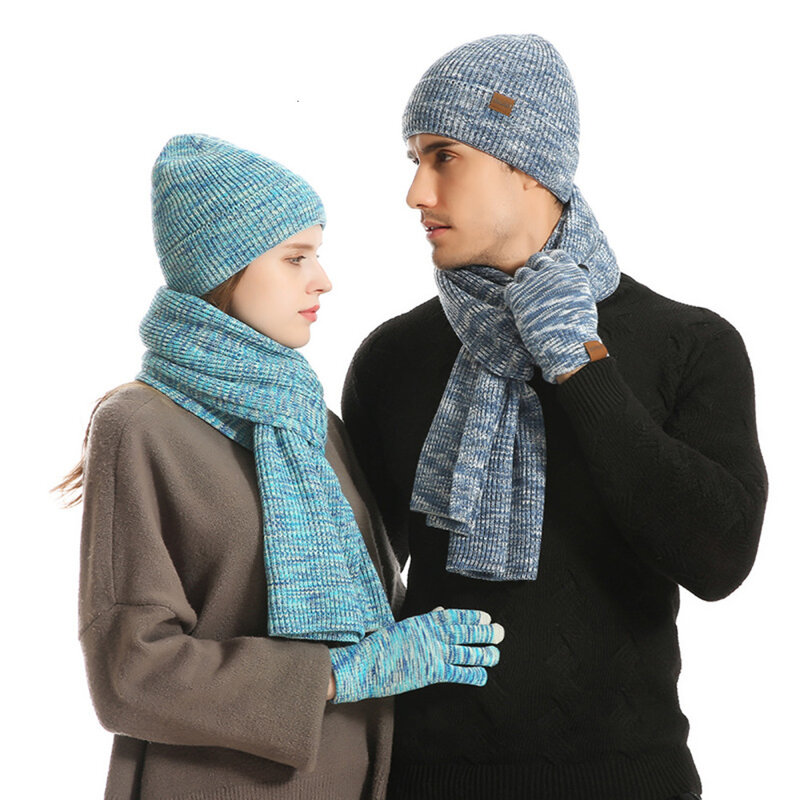 Xpeople malha chapéus cachecol e luvas conjunto de acessórios de inverno para mulher e homem conjunto macio velo forrado macio quente gorro