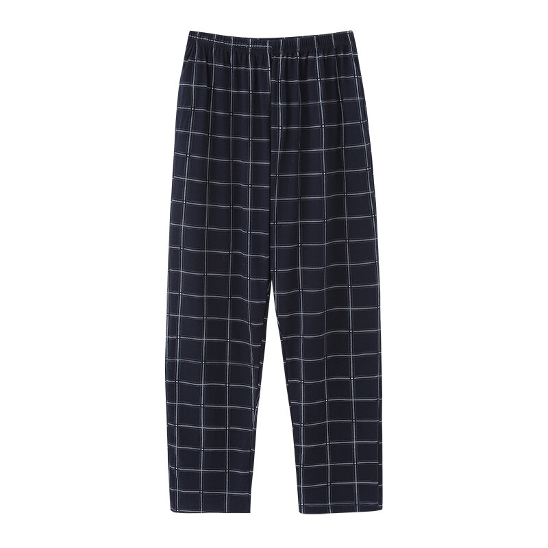 Calça de pijama xadrez masculina de gaze, calça comprida masculina de pijama, casual para casa, moda primavera e outono, tamanho grande 4XL