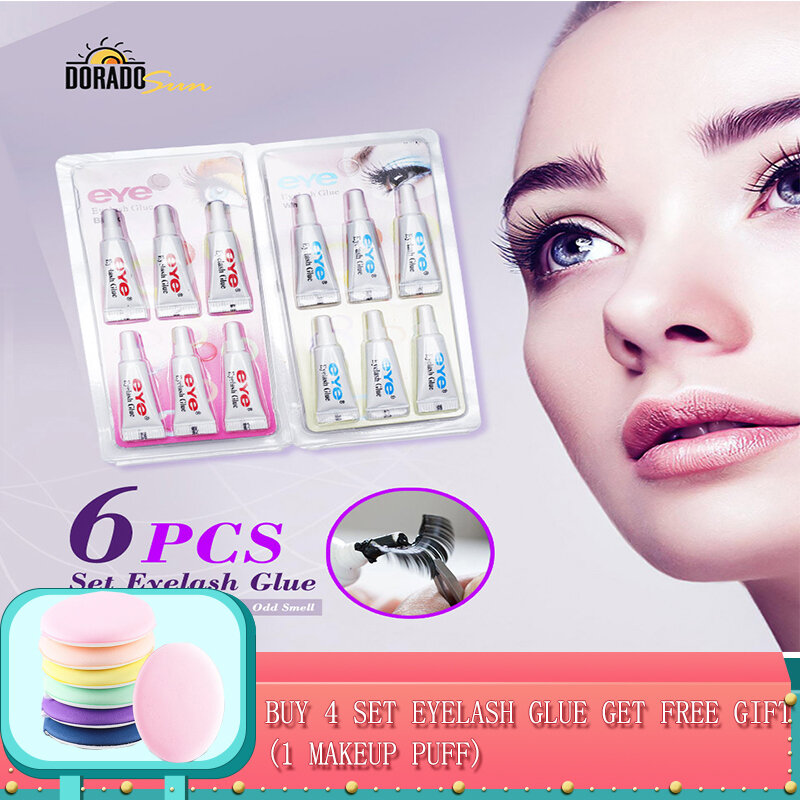 Doradosun 6 Pcs Falke Eyelsh Glue Makeup  Eyelashes Glue Waterproof Glue For Eye Lashes makeup tools