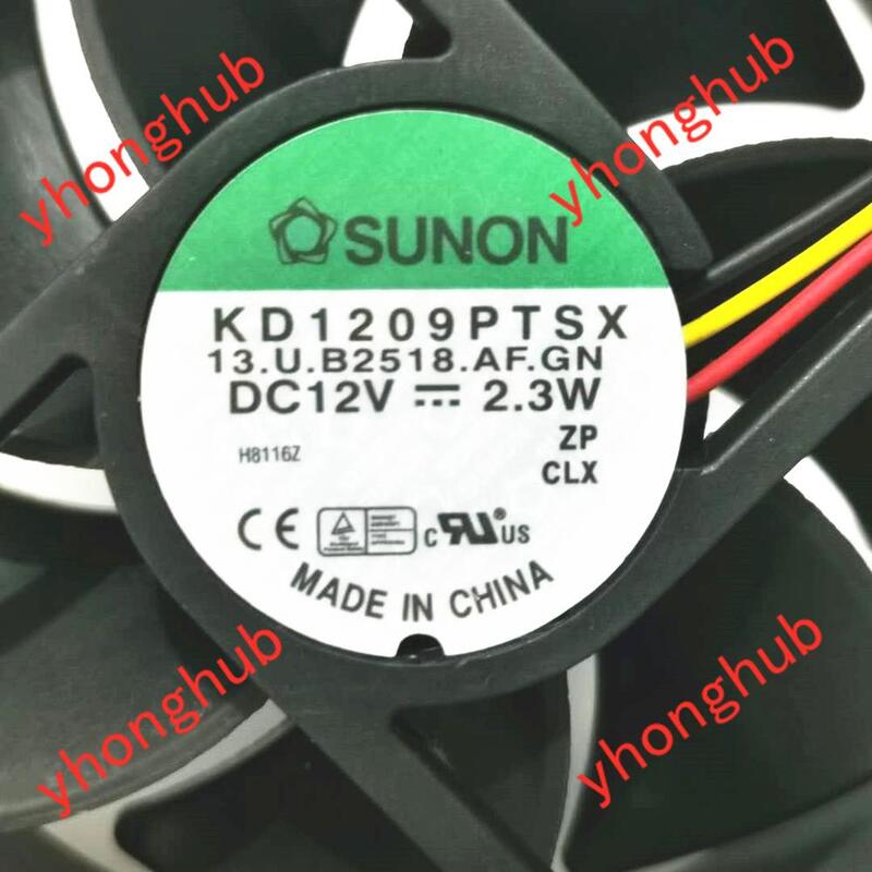 SUNON KD1209PTSX 13.U. B2518.AF.GN DC 12V 2.3W 92X92X25Mm Kipas Pendingin Server 3 Kawat