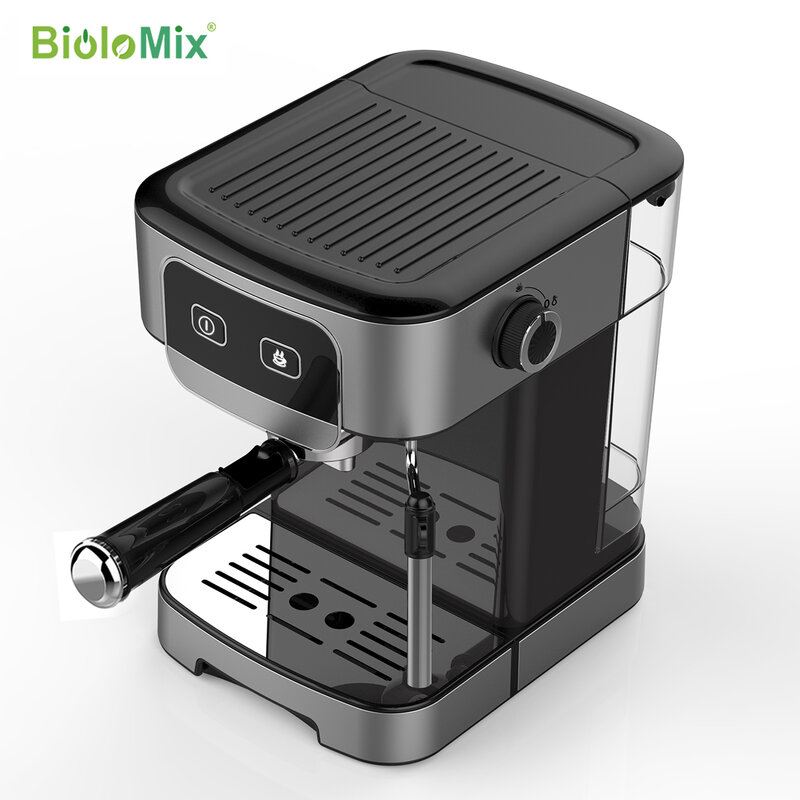 BioloMix – Machine à café expresso 1200W, 20 bars, préchauffage instantané avec mousseur à lait, eau chaude et vapeur