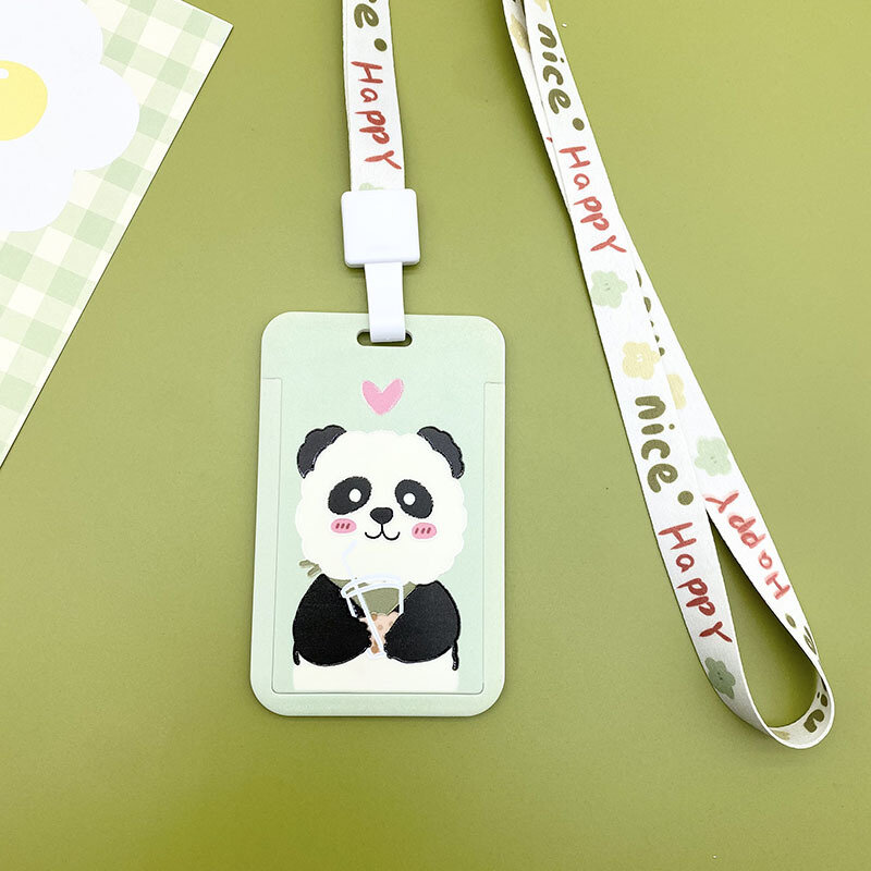 Kartun Lucu Panda Tali Leher Tali Telepon Kunci ID IC Kartu Kerja Lencana Pemegang Gantungan Kunci Lariat Hadiah Anak