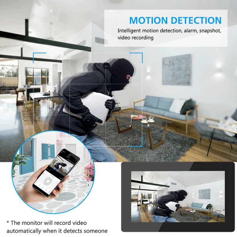 Jeatone-Monitor táctil de 10 pulgadas, pantalla inalámbrica inteligente con WiFi, protección de seguridad, 1080P, AC220V