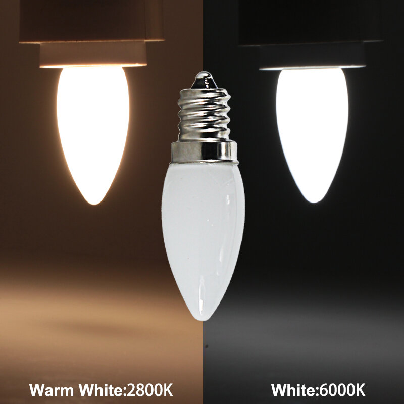 Lampada led 필 라 멘 트 빛 E12 110v 220v 미니 2W 전구 cob 칩 홈 벽 램프 샹들리에 조명에 대 한 작은 에너지 절약 램프
