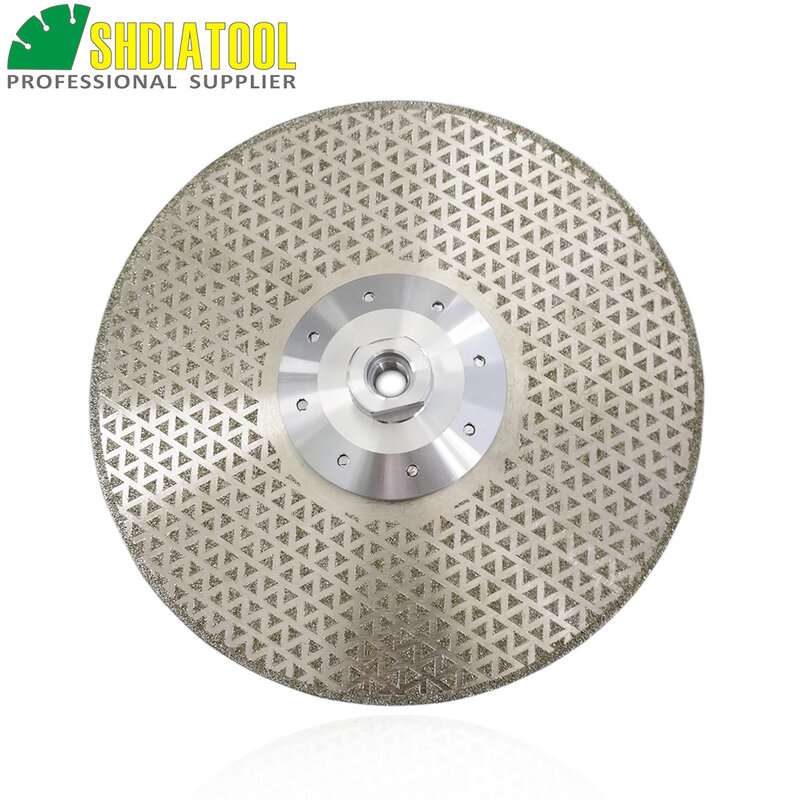 SHDIATOOL 1pc 9"/230mm M14 Flange Electroplated Diamond Cutting Grinding Discs Granite Marble Double Stone Side Coated Saw Blade