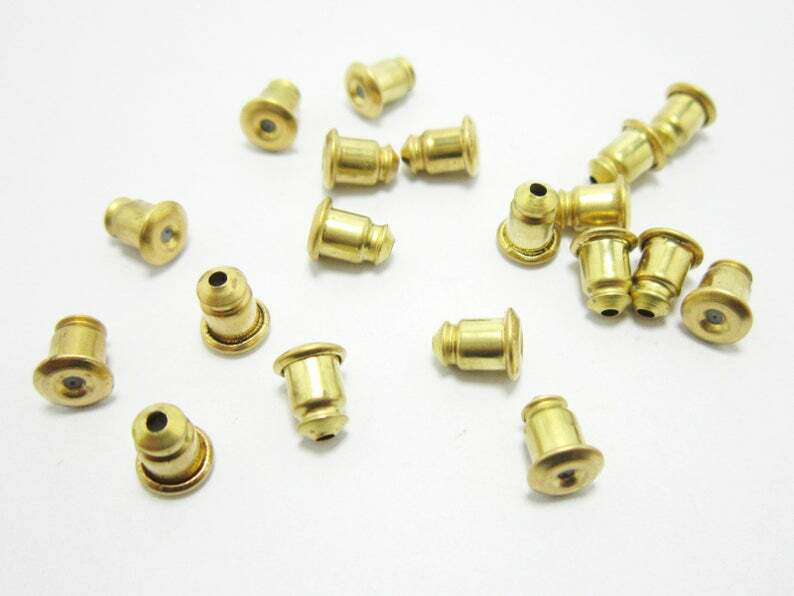 200pcs Brass Ear Nuts, Ear Post Stopper, 6x5mm, Brass Earring Backs, Ear Wire, Earplugs, Lead &Nicke Free R976