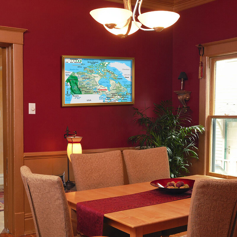 Mapa orgráfico do canadá, 90*60cm, arte para parede, pôster de pintura em tela, decoração para sala de aula, escritório, material escolar