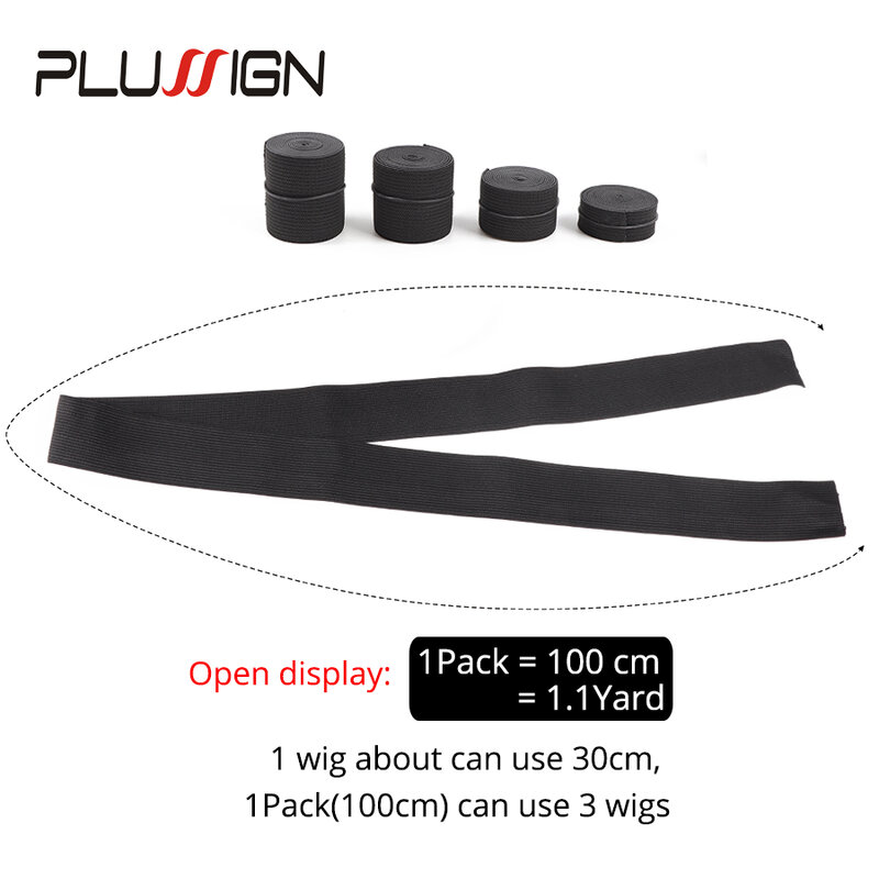Plussign Elastische Band Voor Pruiken 1.5Cm 2.5Cm 1 Meter Pruik Band Zwart Rubber Haaraccessoires Melt Wand Pruik elasticband