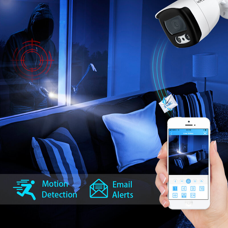 POE 5MP IP AI Kit Kamera Pintar 8Ch Perekam Video NVR Mendukung Hingga 8 Mp4k Audio Luar Ruangan Sistem Pengawasan Keamanan Tahan Air