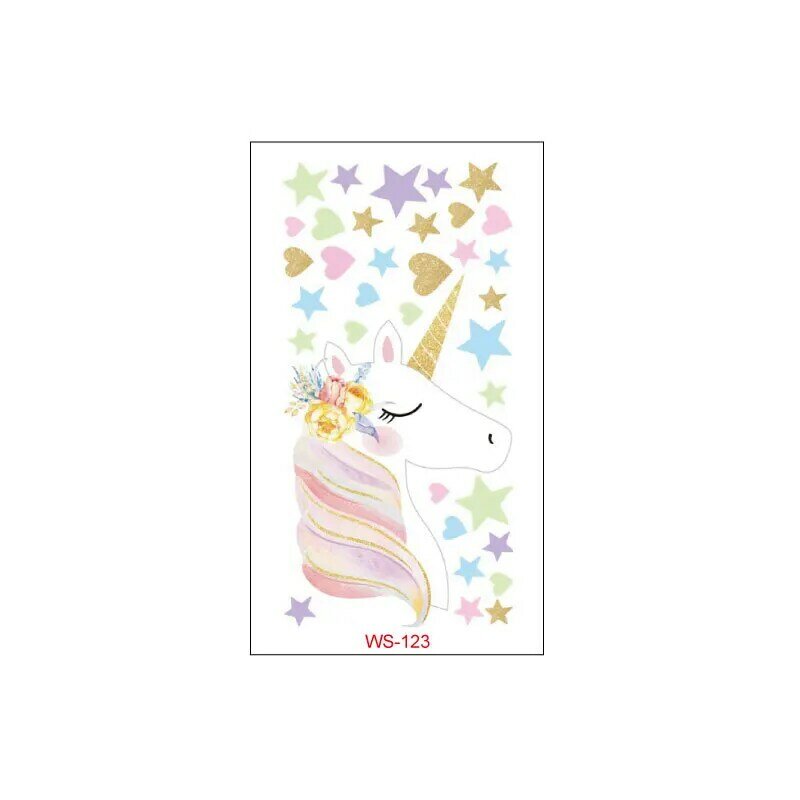 Anime Unicorn Tattoo Stickers 10pcs/pcak Children Cute Doll Birthday Party Rainbow Pony Waterproof Sticker Christmas Toy
