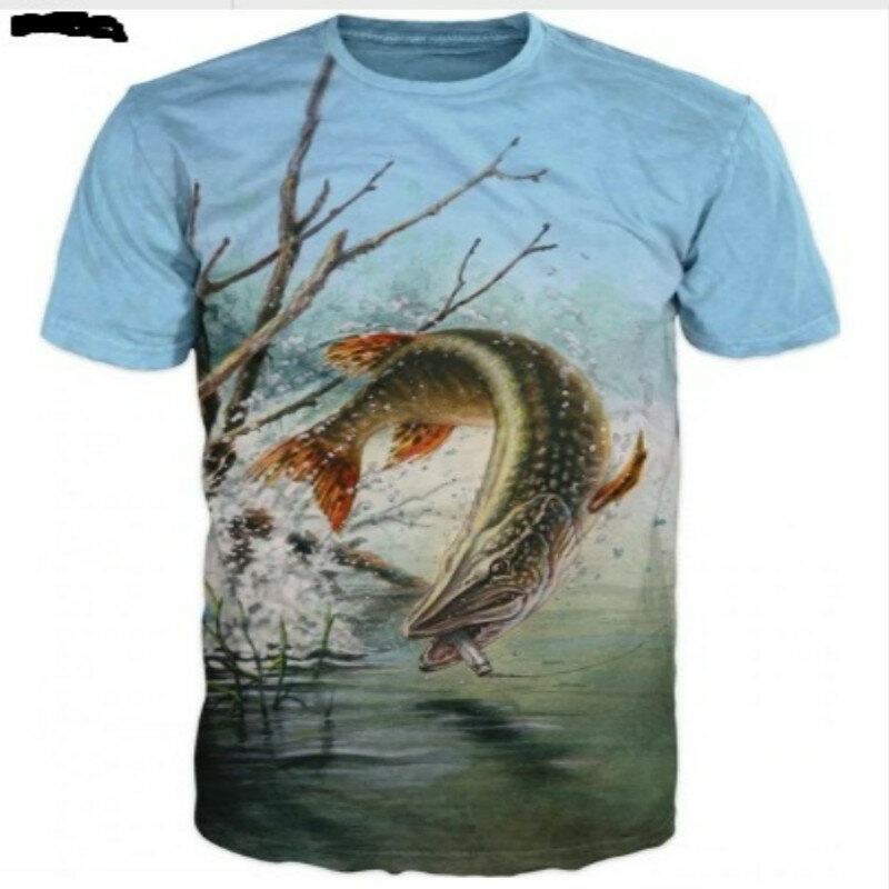 Men's and women's 3D fish print T-shirt casual sports breathable home short-sleeved XXS-6XL 2021 summer