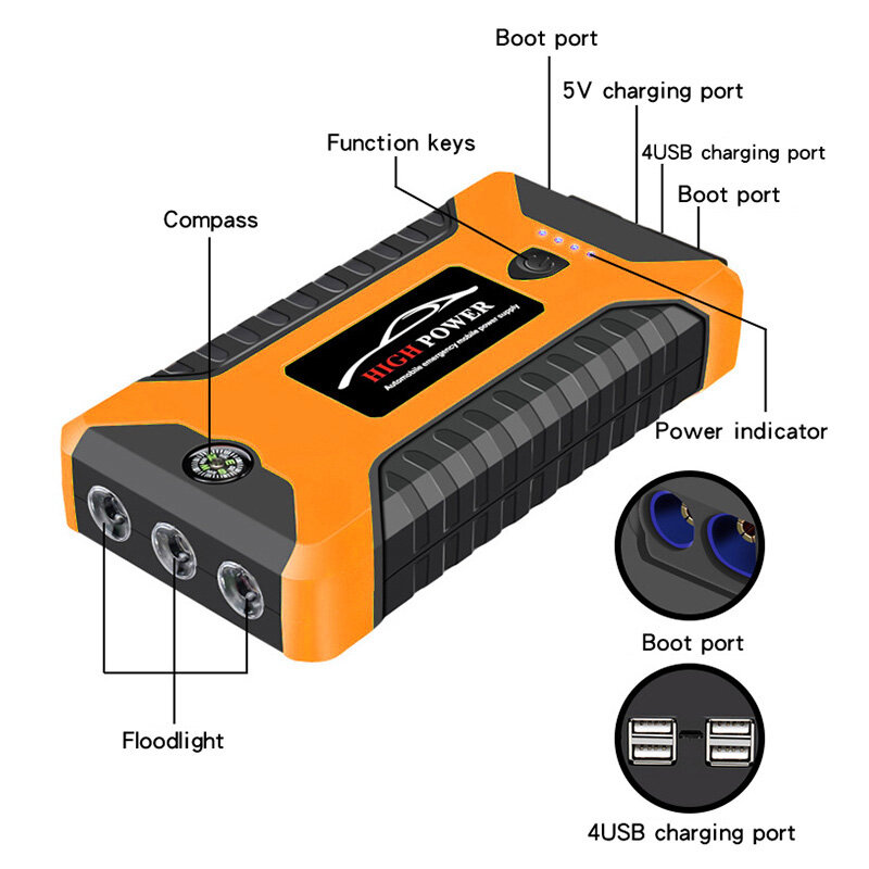 99800mAh 4USB 12V dispositivo di avviamento di emergenza per caricabatterie per Auto multifunzione per Auto portatile per avviamento di salto per Auto portatile
